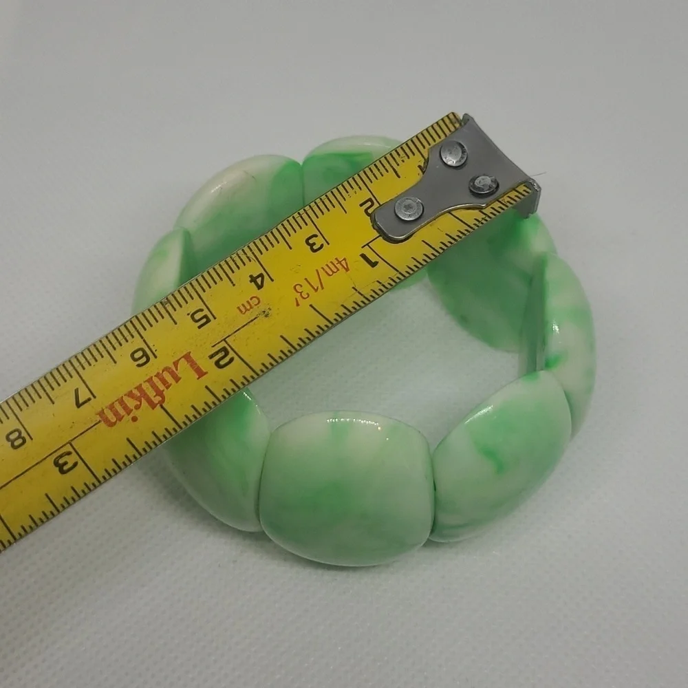 VINTAGE Classic Acrylic Resin Wide Cuff Stretch Bracelet - Picture 10 of 13